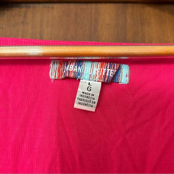 Urban Outfitters Elena Drawstring Cutout Top Hot Pink Long Sleeve Size L - Picture 5 of 7